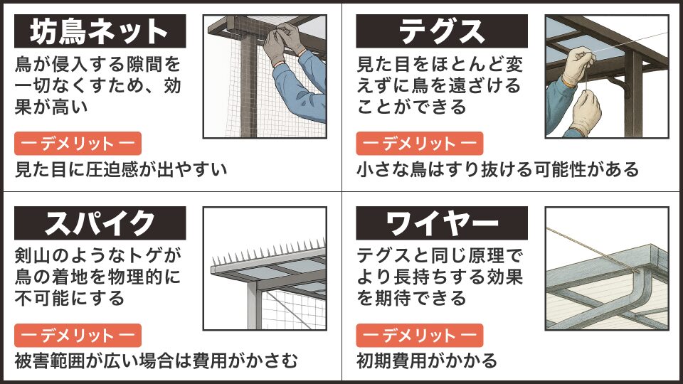 物理的に鳥の侵入を防ぐ対策4選