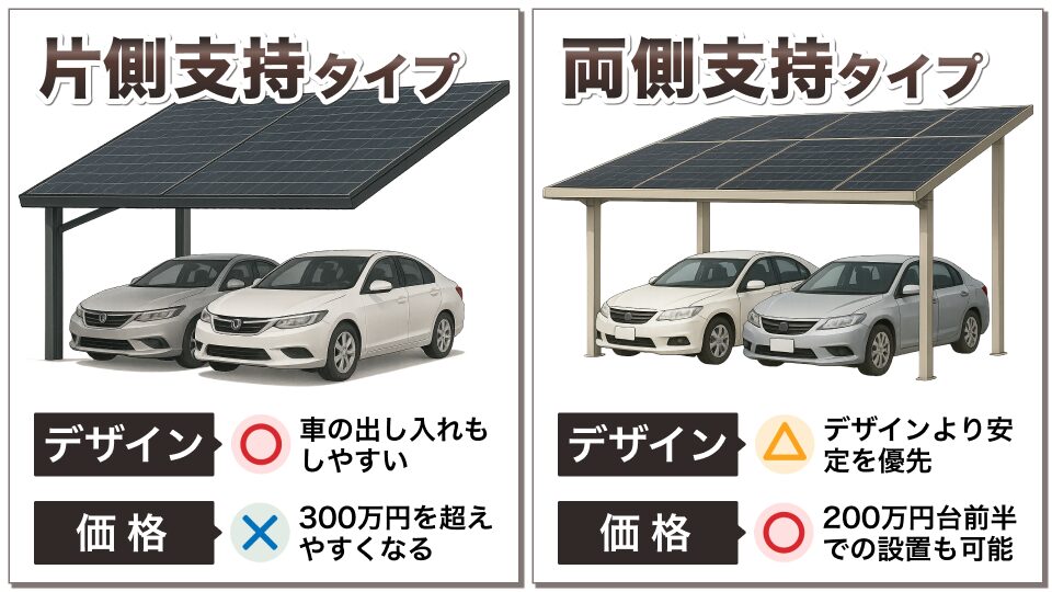 片側支持と両側支持それぞれの特徴