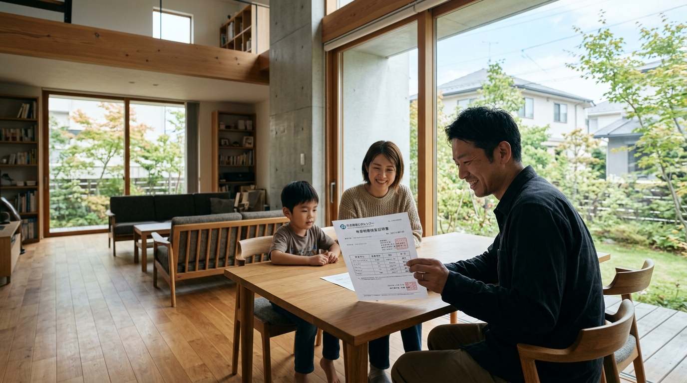 「有害物質検査証明書」のサンプル画像。具体的な検査項目や機関名が分かるもの]