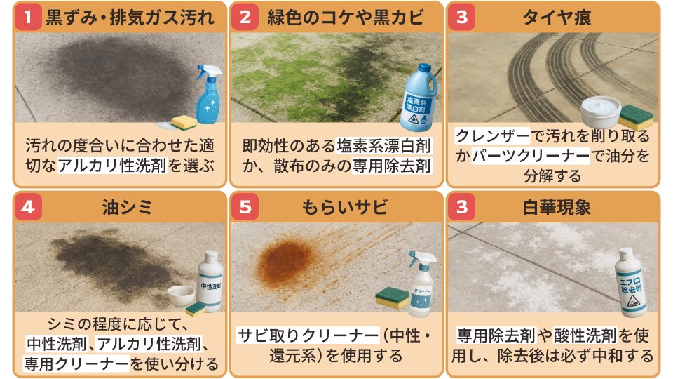 汚れの種類別の対応方法 汚れの種類別の対応方法