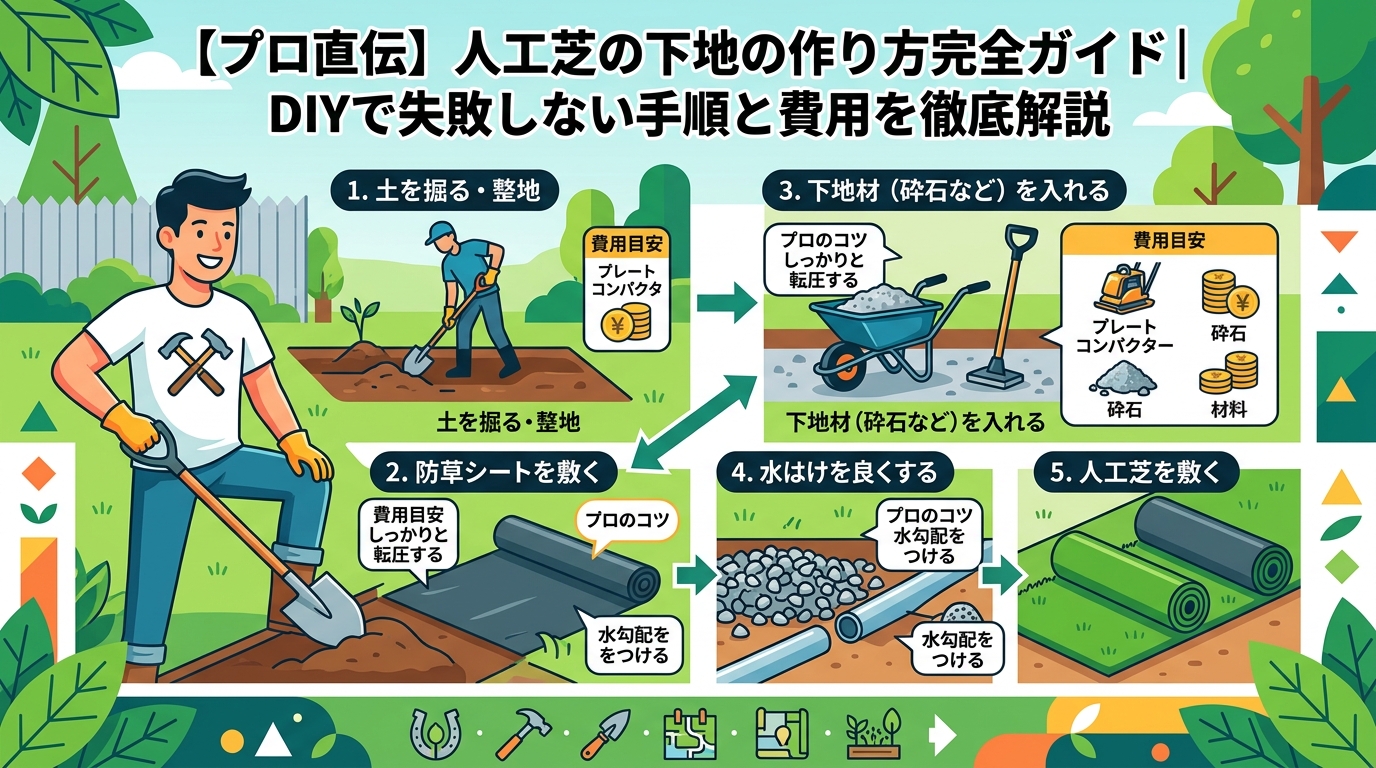 プロ直伝】人工芝の下地の作り方完全ガイド｜DIYで失敗しない手順と 
