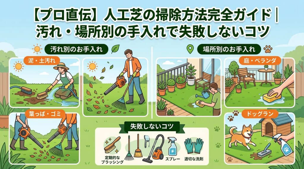 【プロ直伝】人工芝の掃除方法完全ガイド｜汚れ・場所別の手入れで失敗しないコツ