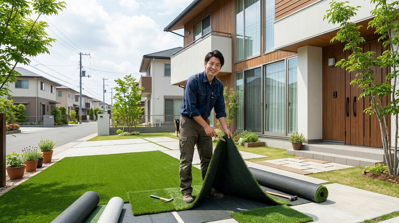 ご自身での施工に挑戦してみたい方は、こちらの記事で詳しい手順を解説しています。プロの技術と比較検討する際の参考にしてください。 人工芝DIYのやり方|初心者でも失敗しない全手順をプロが写真付きで徹底解